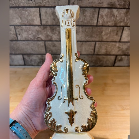 Pair of Vintage Goldra E. Palestine Mid-century Violin 9” Vases / Wall Pockets - Picture 3 of 13